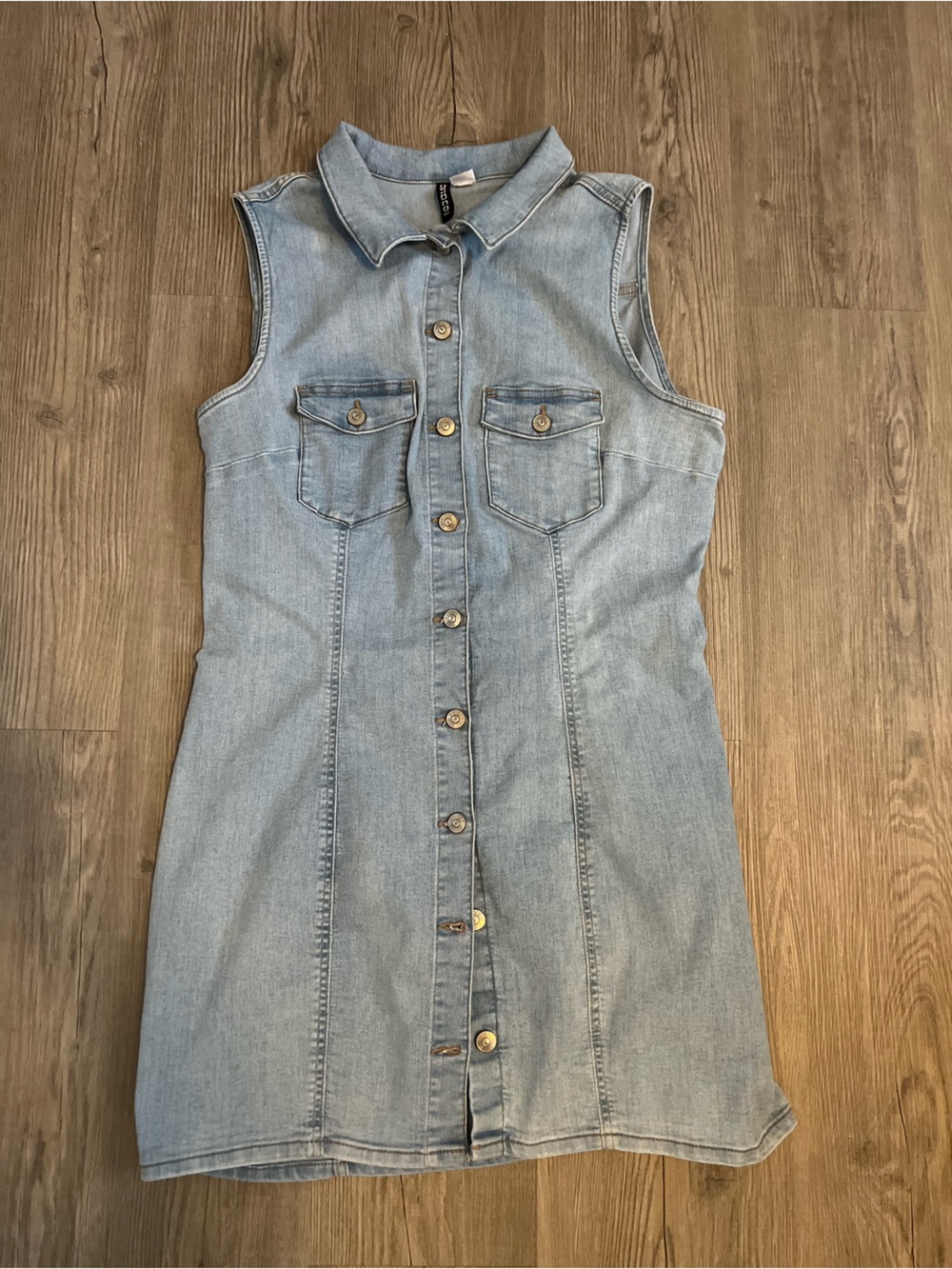 Divided Light Blue Button-Front Denim Dress